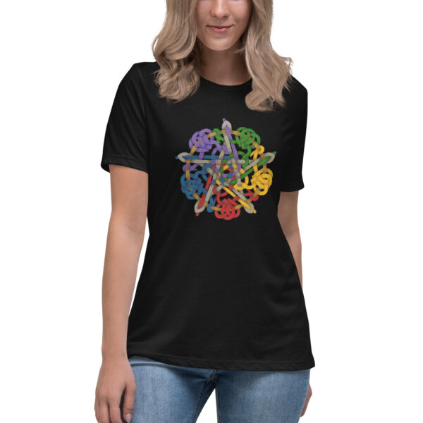 Black Entangled Pentacle Femme Relaxed T-Shirt