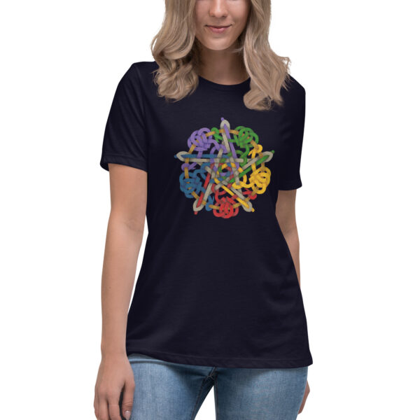 Black Entangled Pentacle Femme Relaxed T-Shirt - Image 2